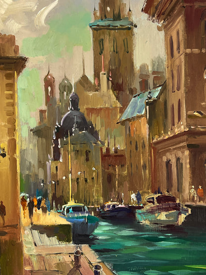 Vibrant impressionist oil painting Venetian Reflection by Yuriy Suprunchuk