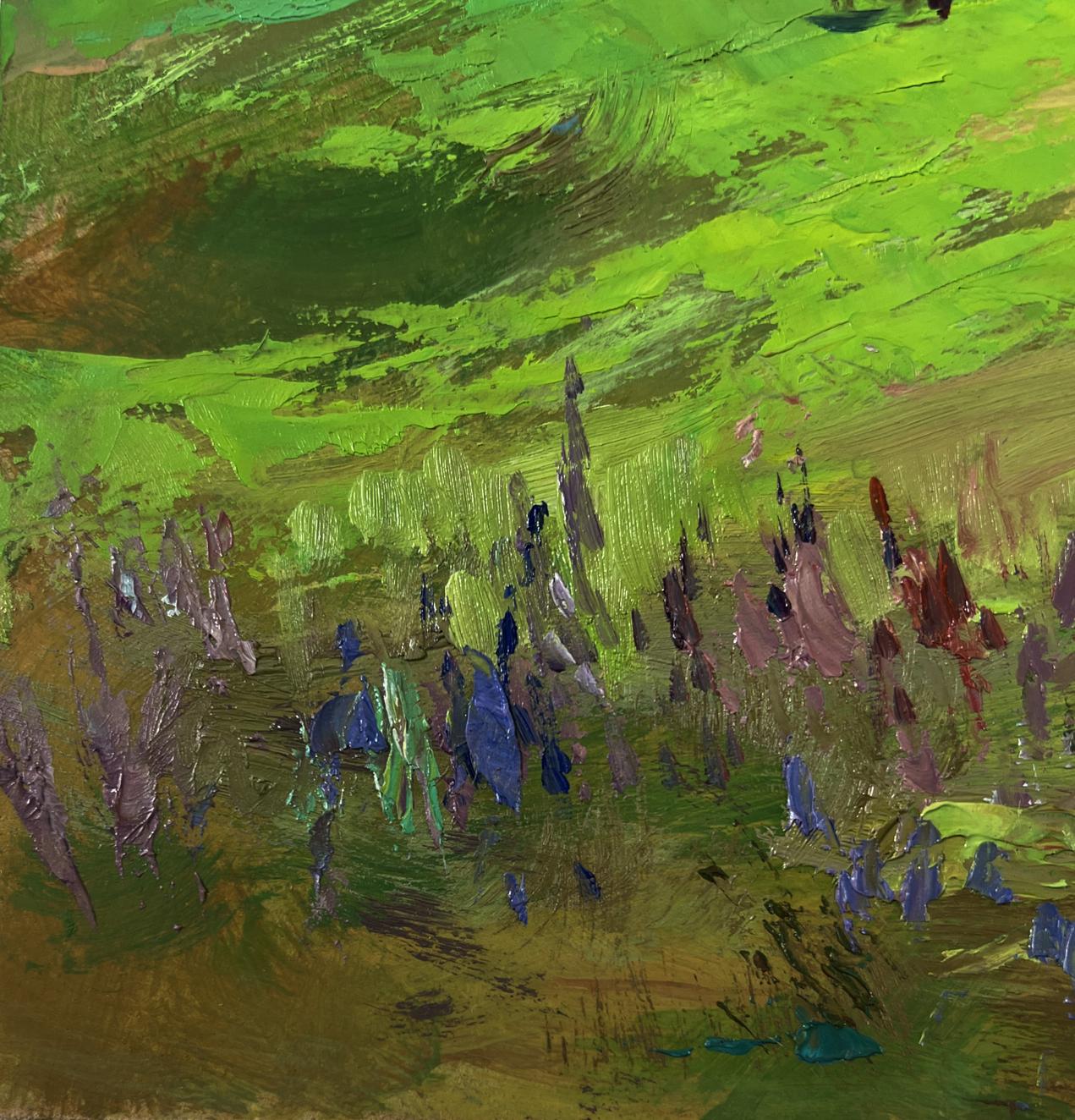 Vibrant impressionist oil painting by Yuriy Suprunchuk of path to rural field