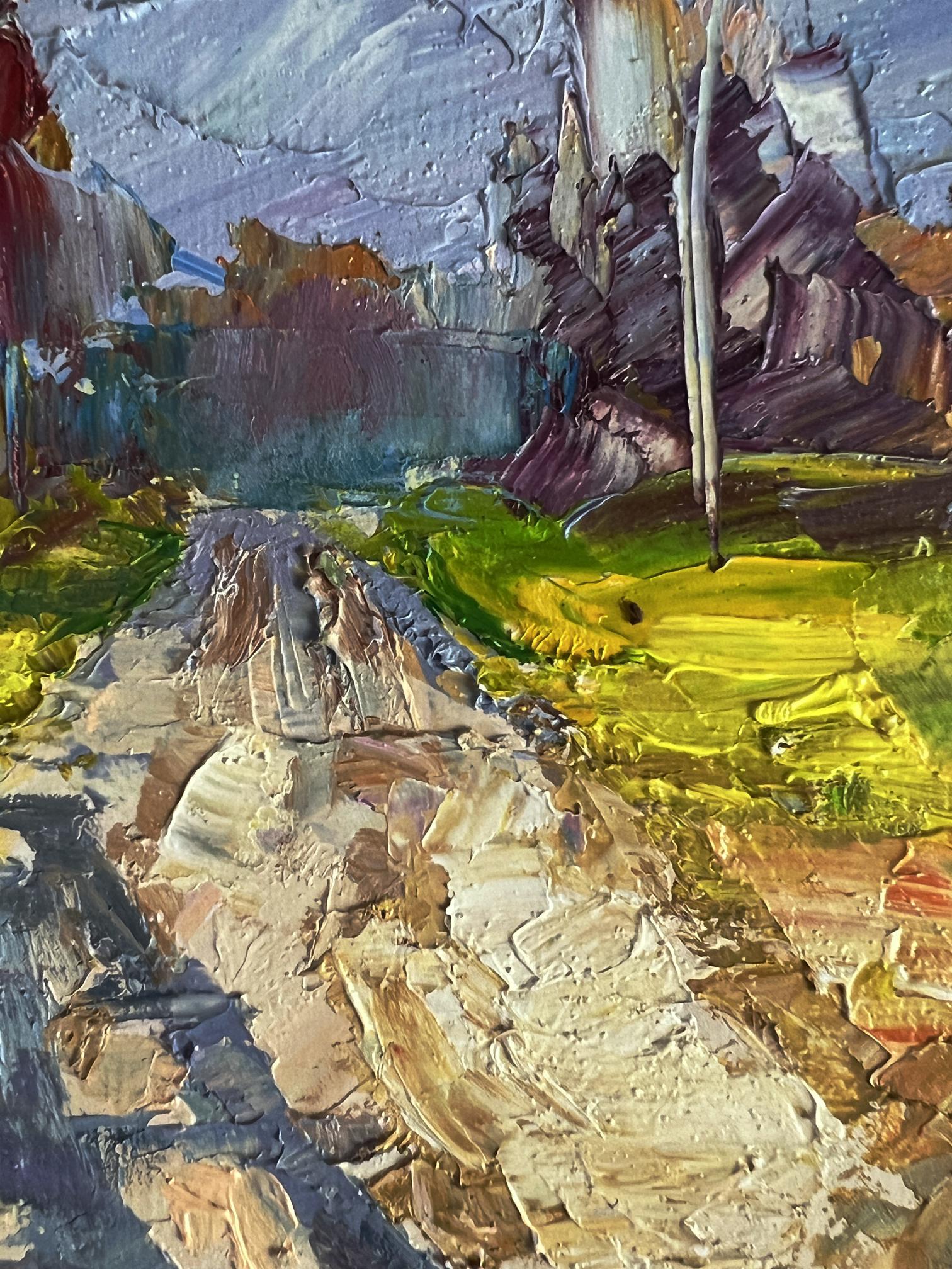 Impasto oil painting Cold autumn wind by Boris Serdyuk with textured earthy tones