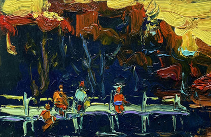 Vibrant impressionist oil painting The last rays of the sun by Oksana Ivanyuk