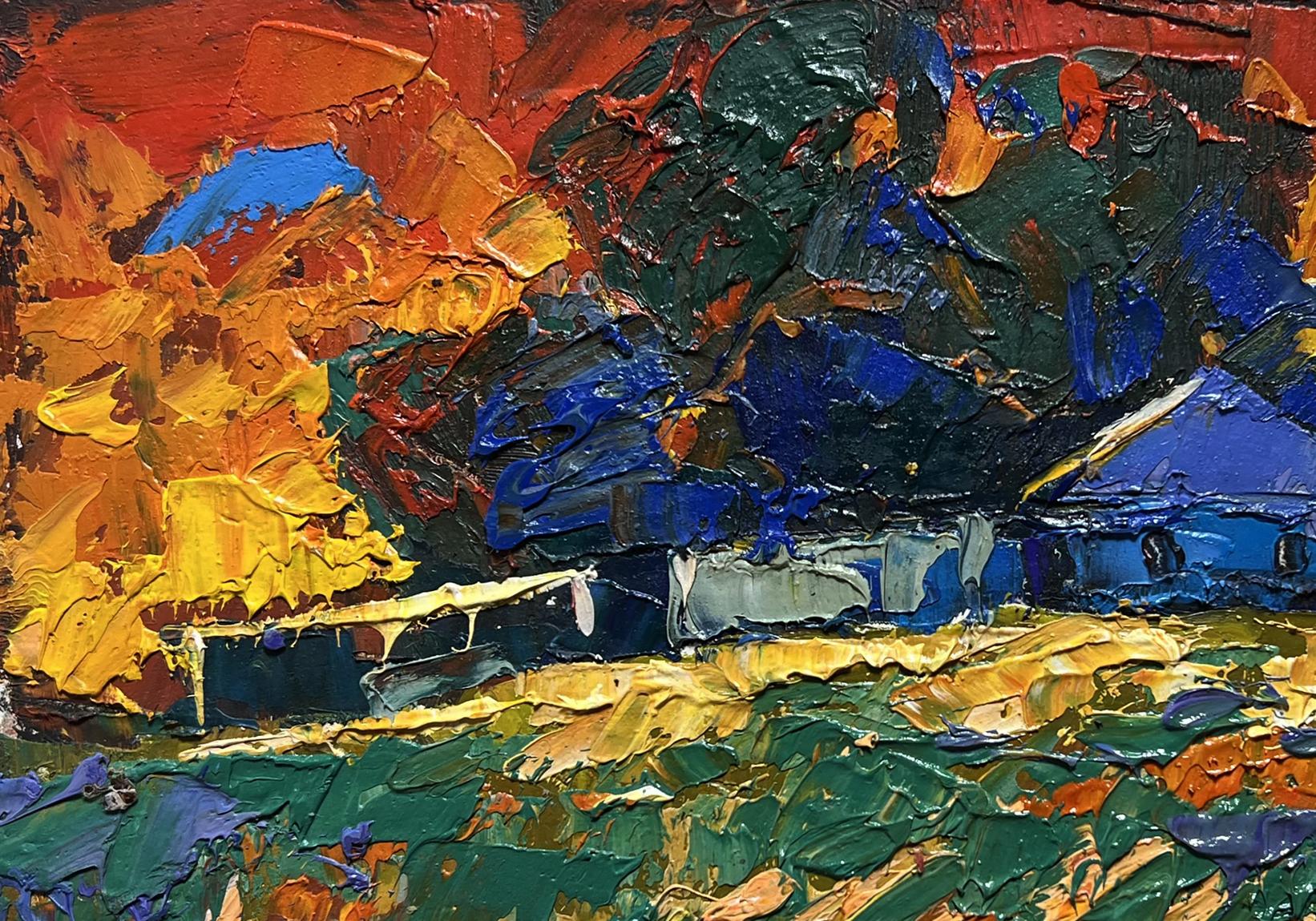Oil painting Amazing evening sunset by Oksana Ivanyuk vibrant landscape