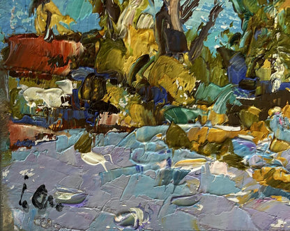 Vibrant impressionist oil painting The first snow fell by Oleksiy Ivanyuk