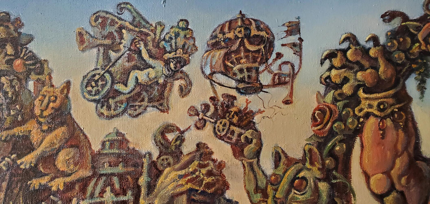 Oil painting of steampunk hot air balloon by Daniil Litvinov