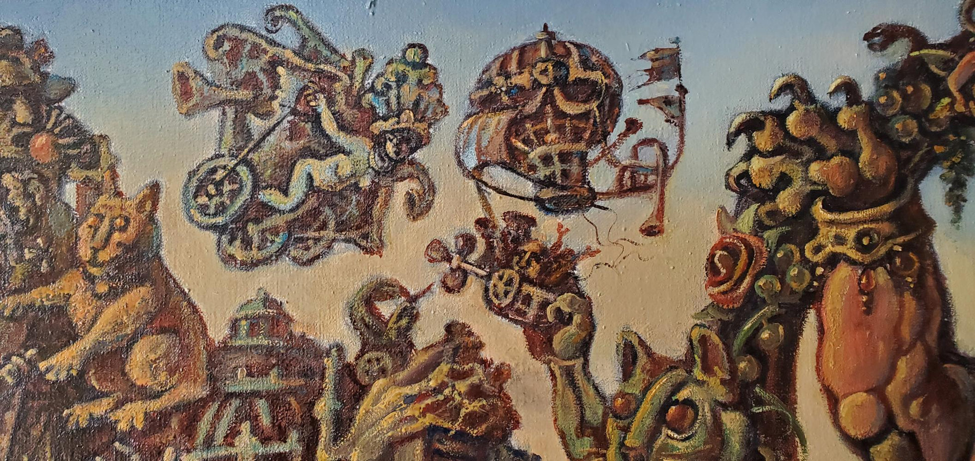 Oil painting of steampunk hot air balloon by Daniil Litvinov