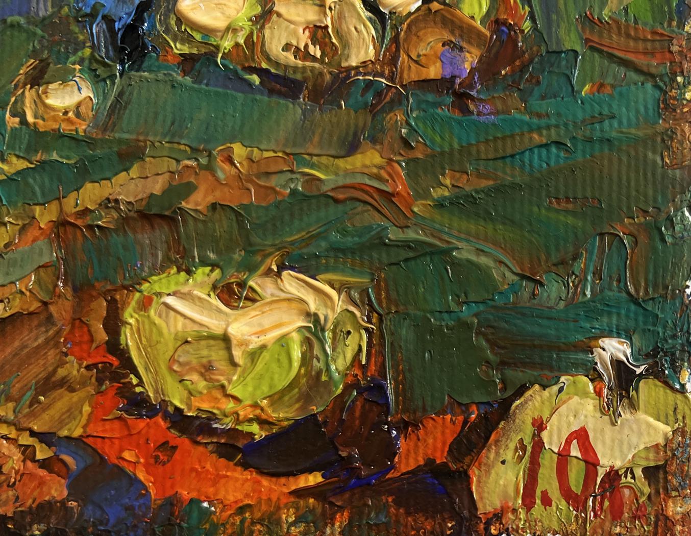 Oil painting of textured cabbage by Oleksiy Ivanyuk, autumn vegetable gardens