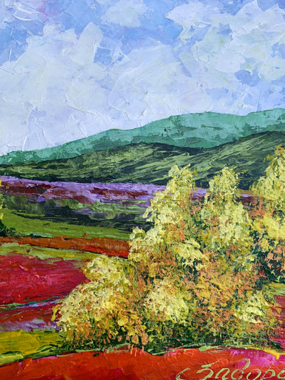 Vibrant impressionist oil painting Walk in the Mountains by V. Zadorozhnya