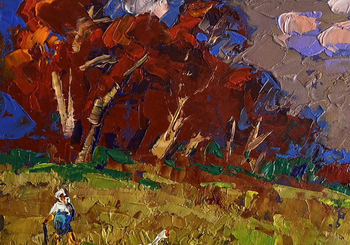 Oil painting Warm evening days by Oleksiy Ivanyuk with vibrant impressionist brushstrokes