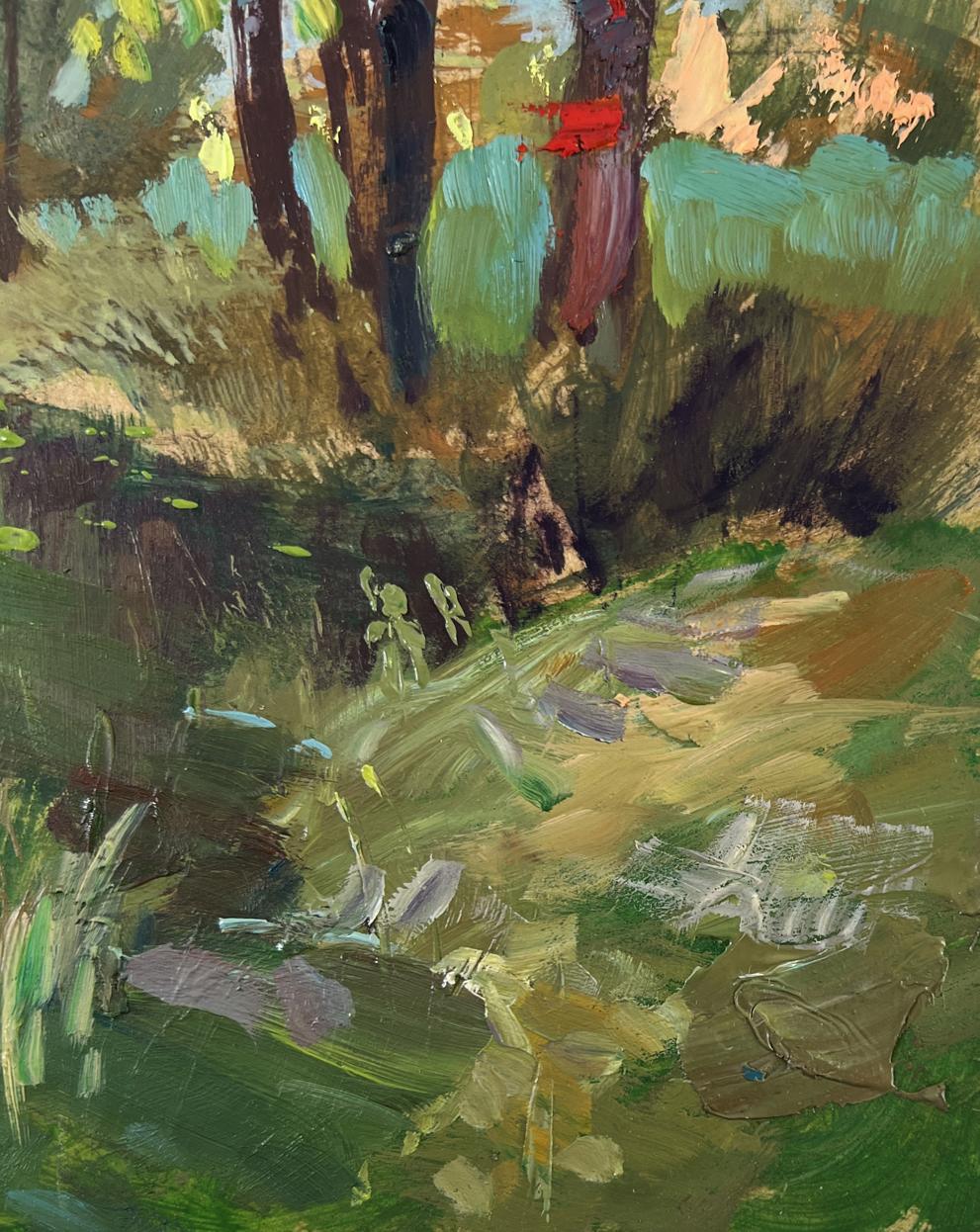 Vibrant impressionist oil painting Quiet forest river by Yuriy Suprunchuk