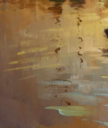 Oil painting of romantic Venice sunset by Yuriy Suprunchuk in warm earth tones