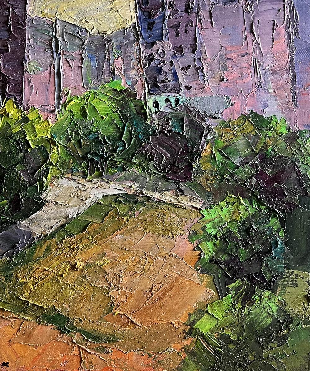 Oil painting Summer day in the city by Boris Serdyuk, textured landscape