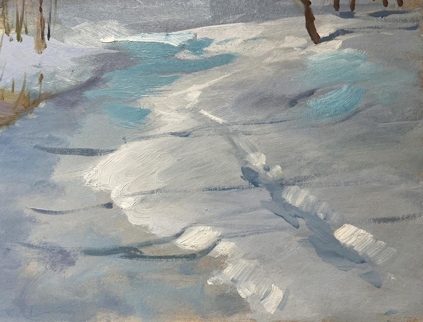 Oil painting Winter Breeze in the Forest by Yuriy Suprunchuk snowy landscape