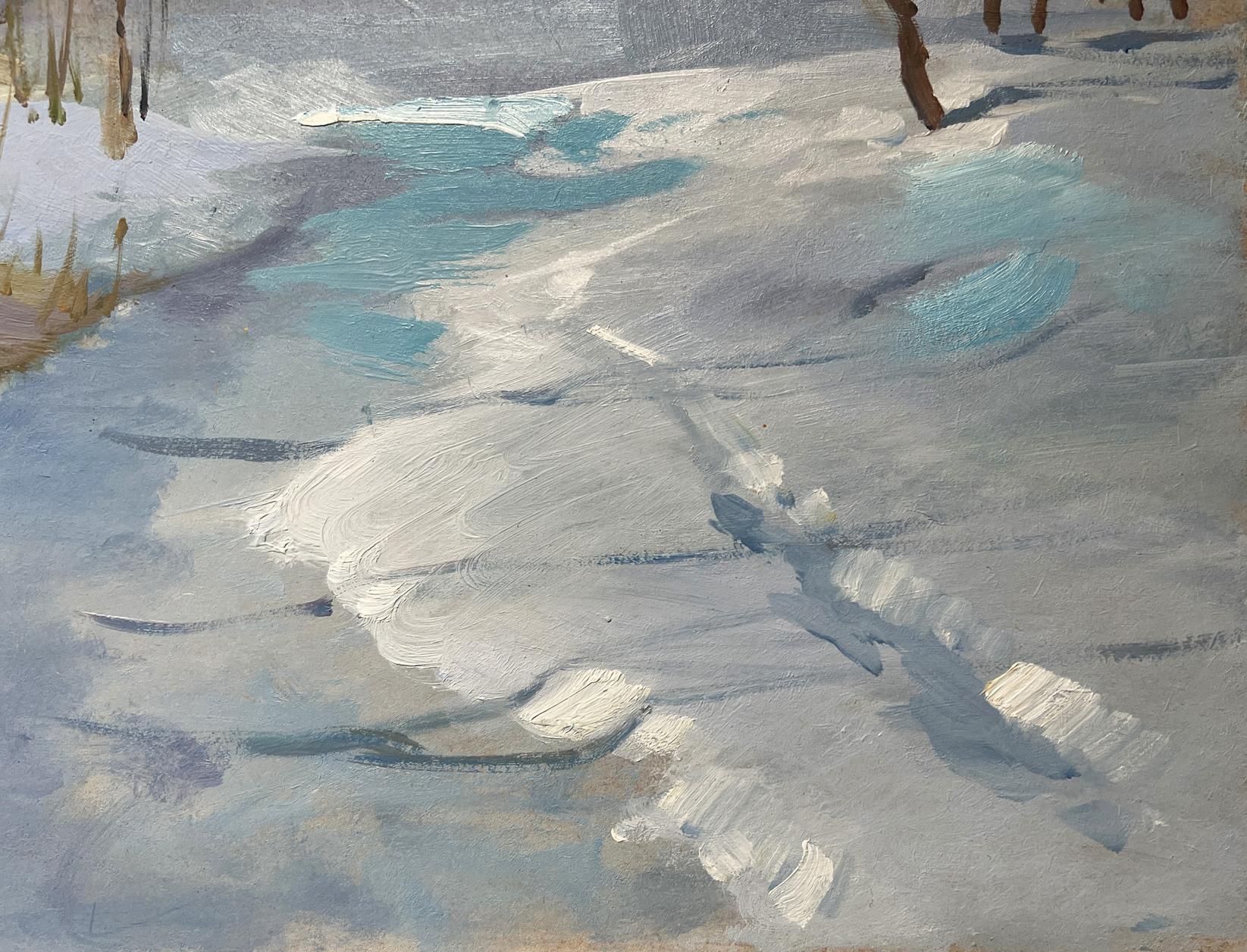 Oil painting Winter Breeze in the Forest by Yuriy Suprunchuk snowy landscape