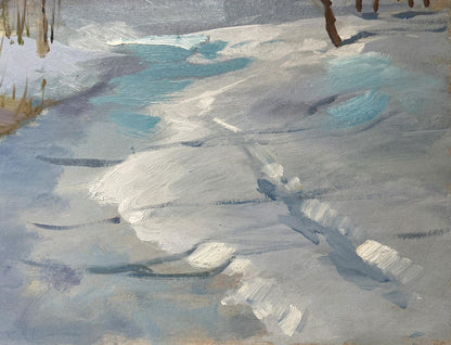 Oil painting Winter Breeze in the Forest by Yuriy Suprunchuk snowy landscape