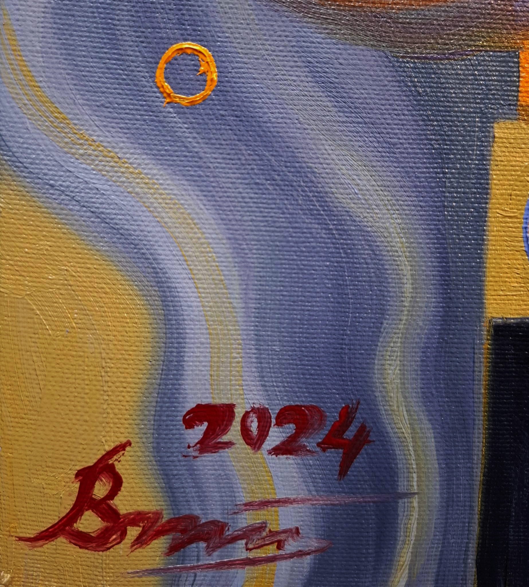 Golden signature mark on Sergiy Voichenko oil painting canvas