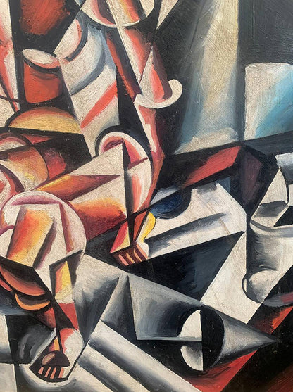 Abstract cubist oil painting A look into the future by V. Konotopsky
