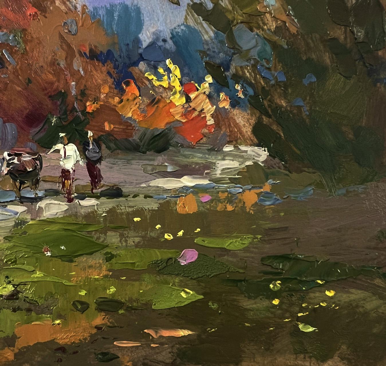 Vibrant impressionist oil painting of autumn forest by Yuriy Suprunchuk