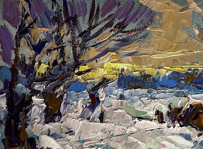 Vibrant impressionist oil painting I return home in the evening in winter by Oleksiy Ivanyuk