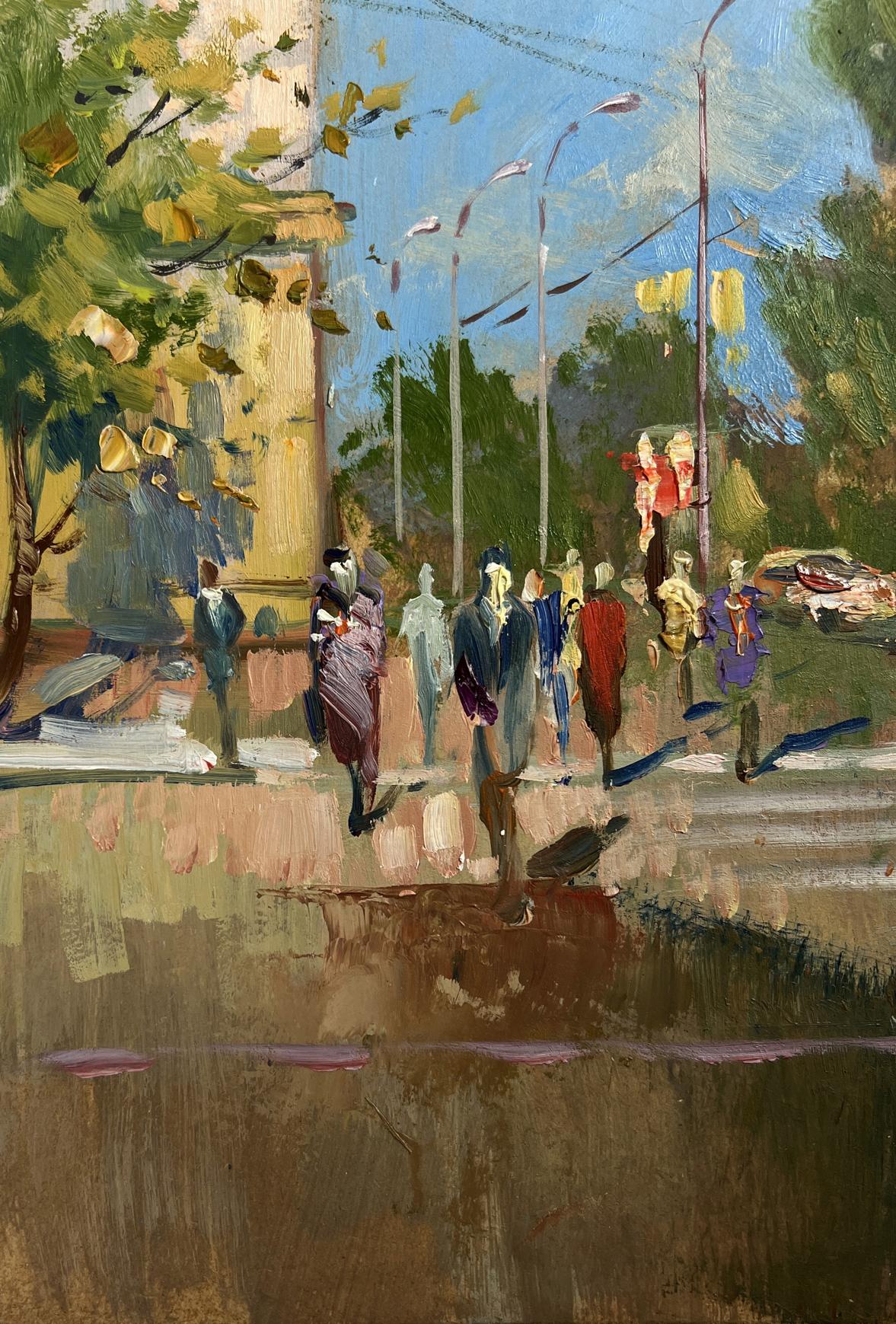 Vibrant impressionist oil painting Summer rhythm of the city by Yuriy Suprunchuk