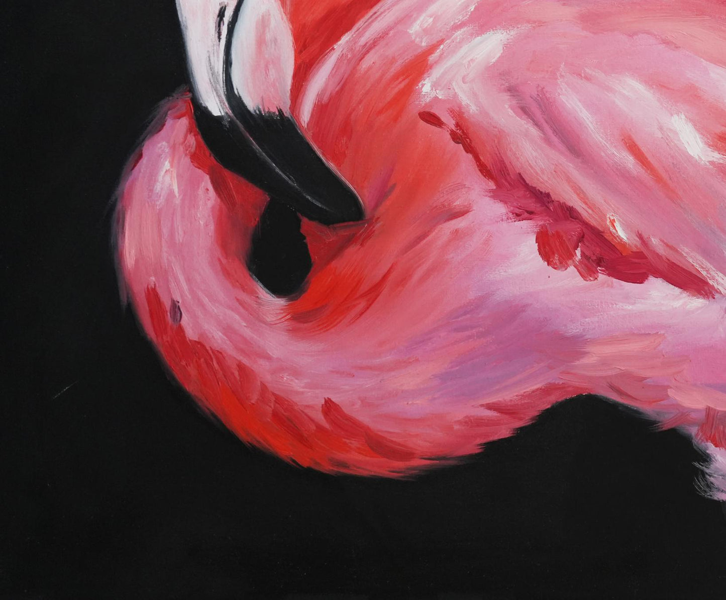 Oil painting of pink flamingo by Victoria Kagalovska