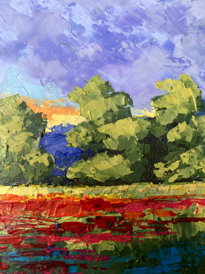Vibrant impressionist oil painting by V. Zadorozhnya with orange glow