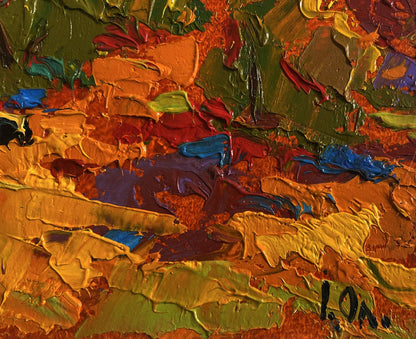 Vibrant oil painting Colors of Autumn by Oleksiy Ivanyuk with impasto strokes