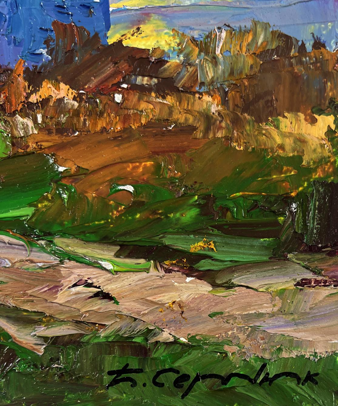 Vibrant impressionist oil painting Evening envelops the city by Boris Serdyuk