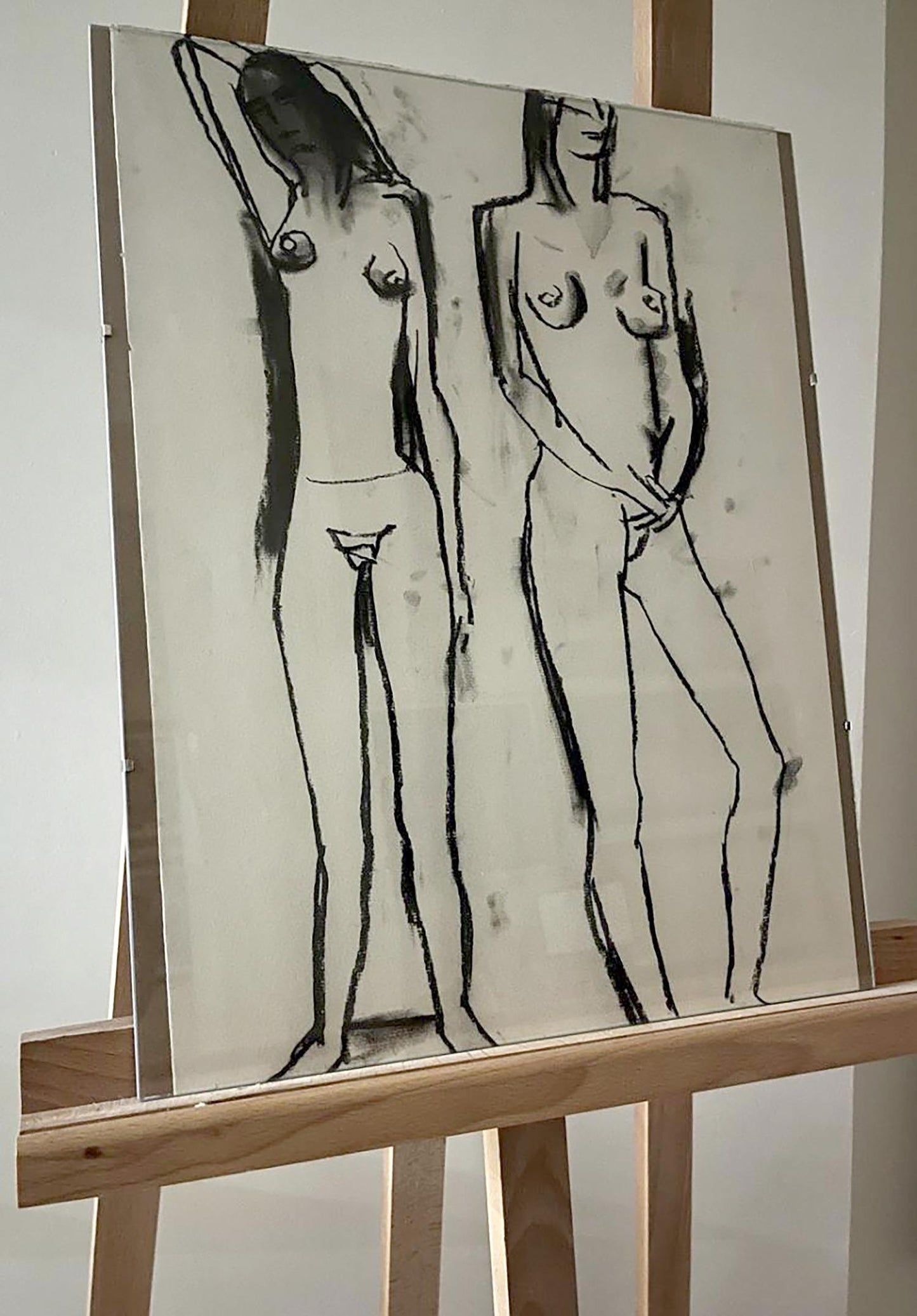 Coal painting Woman  undraped Anatoly Tertychny
