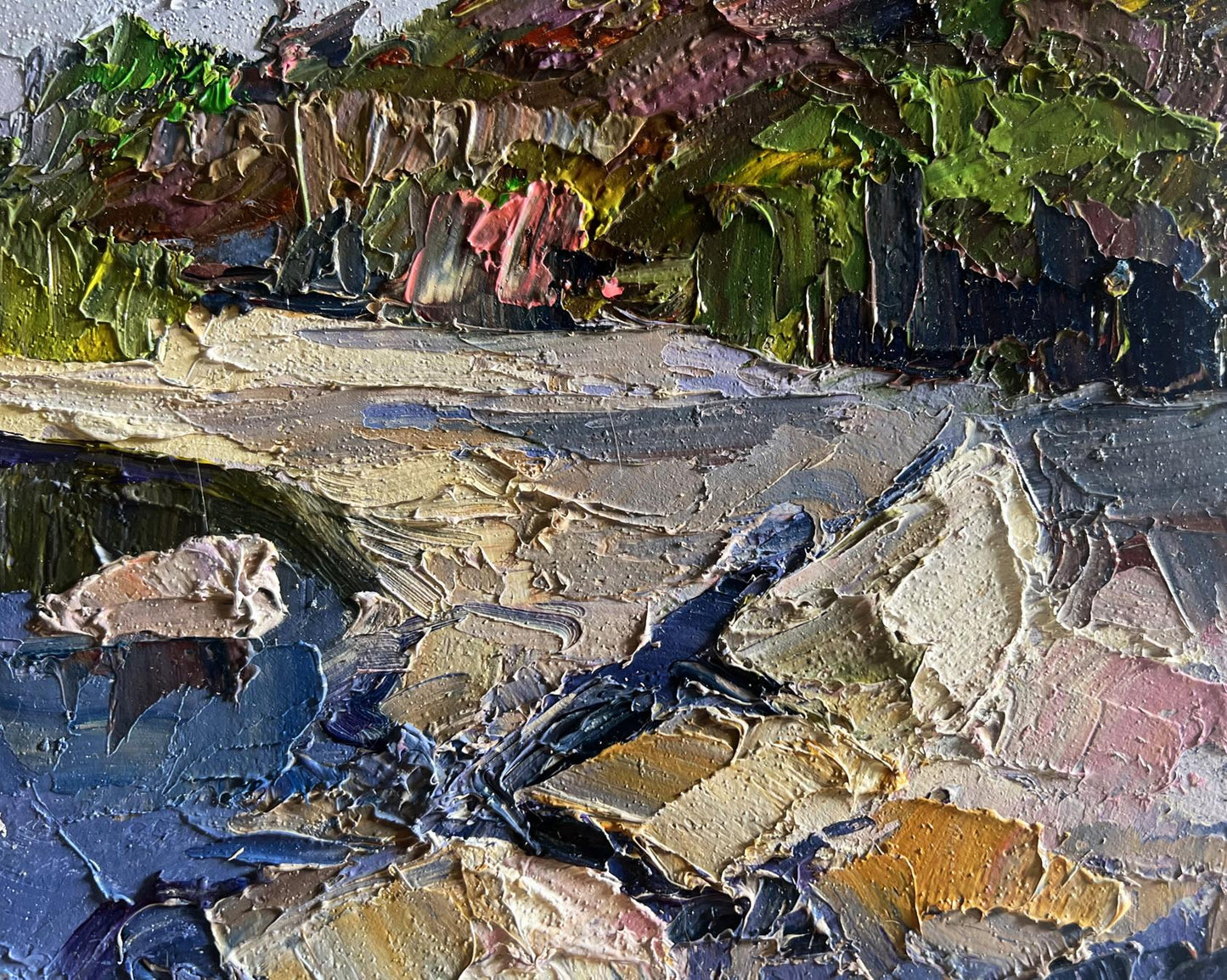Impasto textured oil painting Summer day by the shore by Boris Serdyuk
