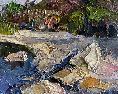 Impasto textured oil painting Summer day by the shore by Boris Serdyuk