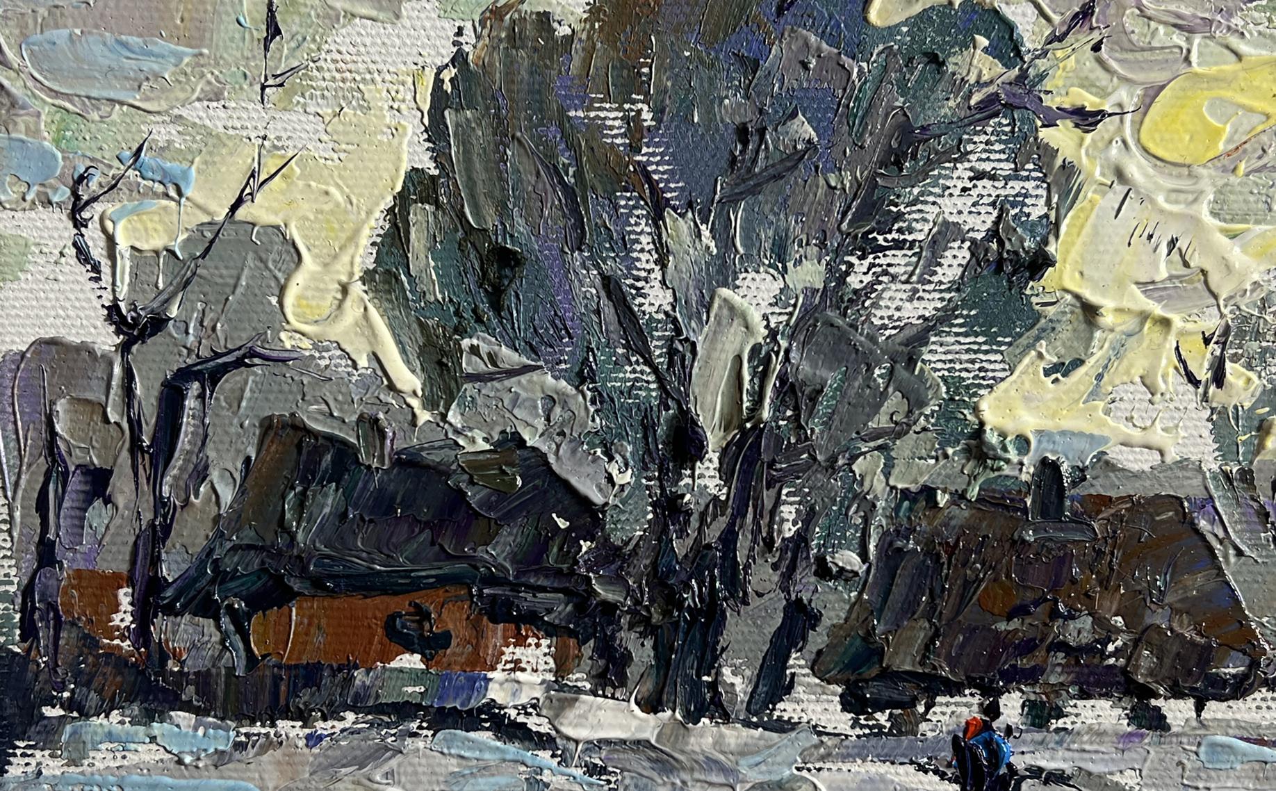 Oil painting Winter morning in the village by Oleksiy Ivanyuk