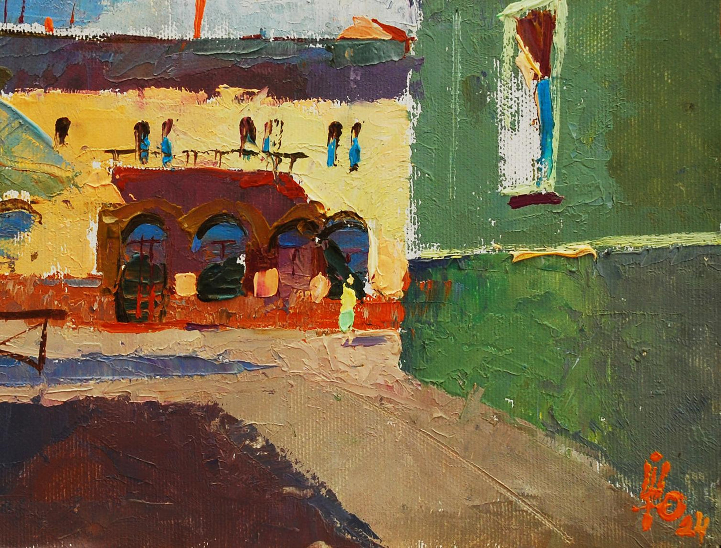 Vibrant impressionist oil painting Summer in the city by Egor Shvachunov