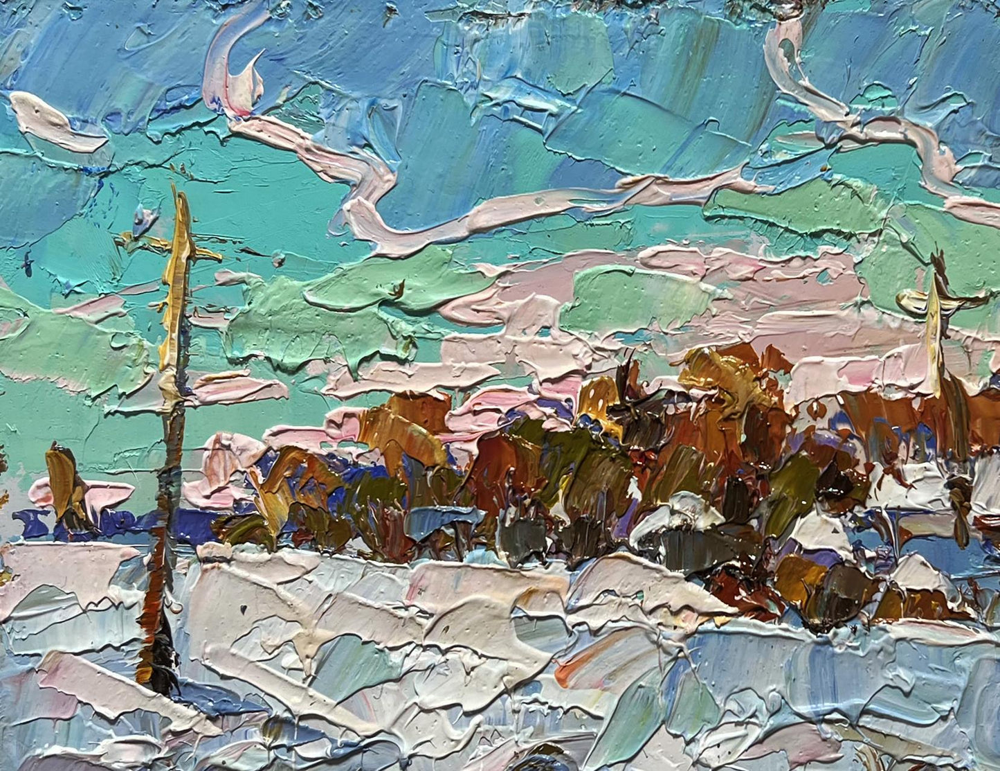 Oil painting After the night snow storm by Oksana Ivanyuk snowy landscape