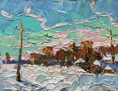 Oil painting After the night snow storm by Oksana Ivanyuk snowy landscape