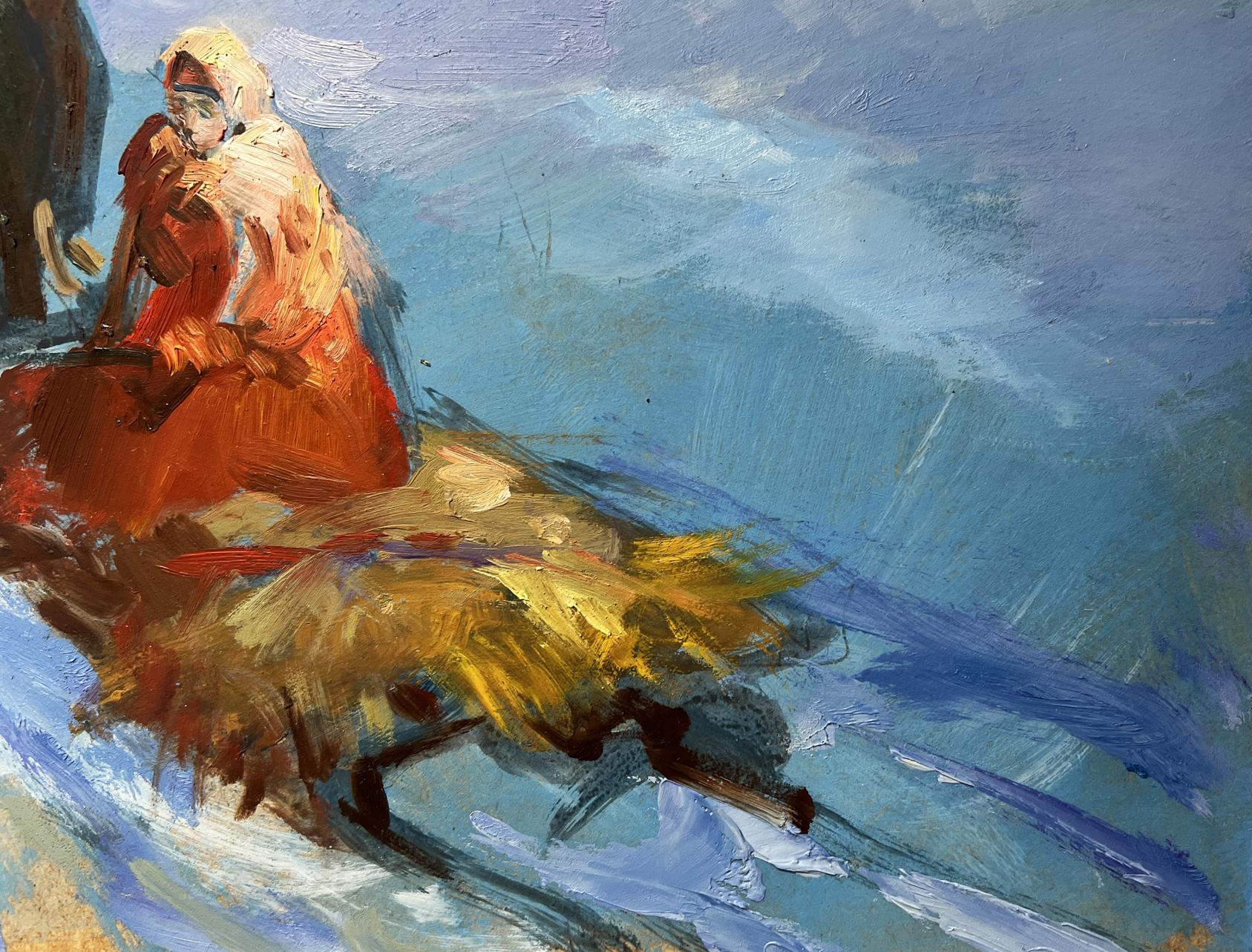 Oil painting Returning home on a winter evening by Yuriy Suprunchuk