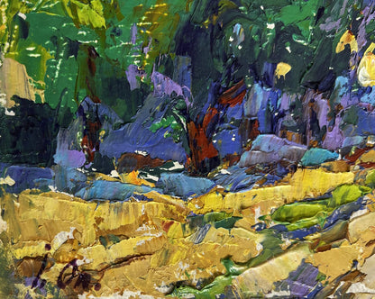 Vibrant impressionist oil painting Walking a cow in a field by Oleksiy Ivanyuk