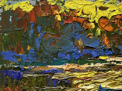 Vibrant oil painting The sun sets over the river by Oleksiy Ivanyuk