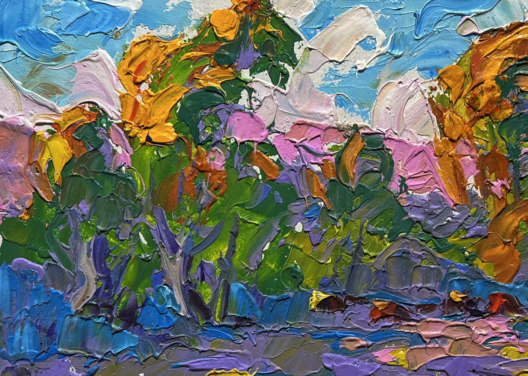 Vibrant impressionist oil painting of autumn nature colors by Oleksiy Ivanyuk