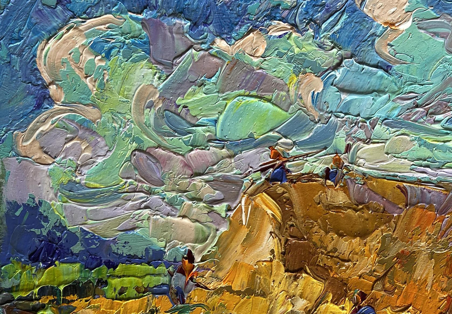 Oil painting Working in the field with hay by Oleksiy Ivanyuk
