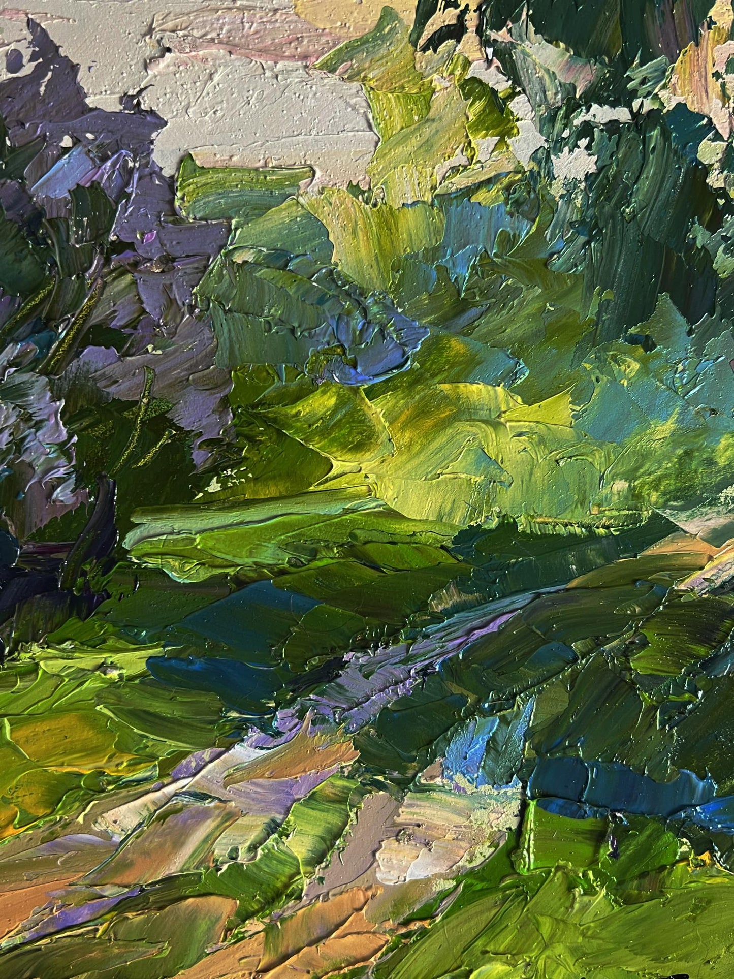 Oil painting Flowers along the road by Boris Serdyuk impasto canvas