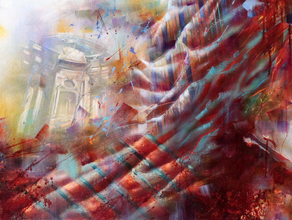 Oil painting Glowing ball by Alexander Dobrodiy with vibrant reds, blues, oranges