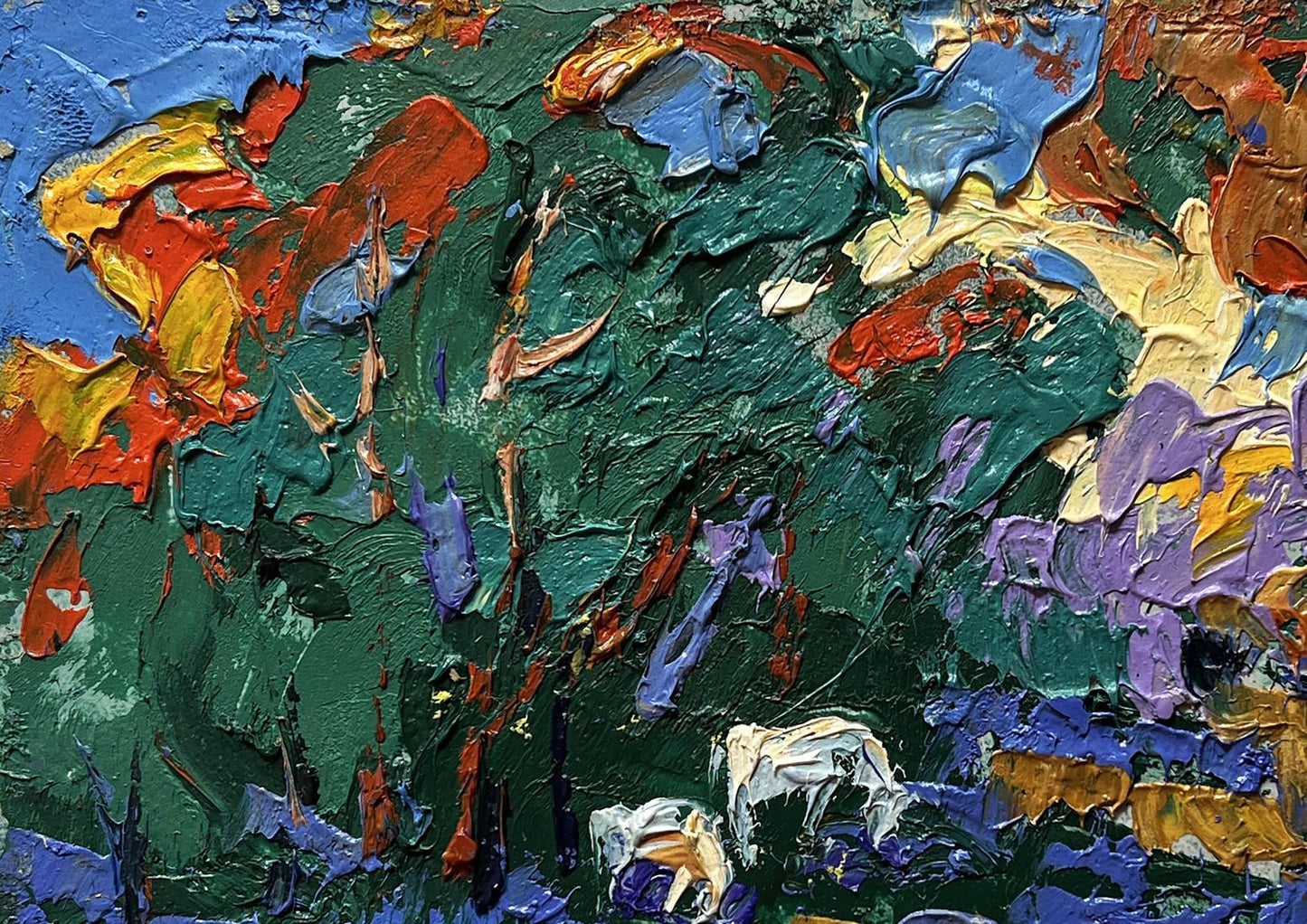 Vibrant impasto oil painting In a forest clearing by Oleksiy Ivanyuk