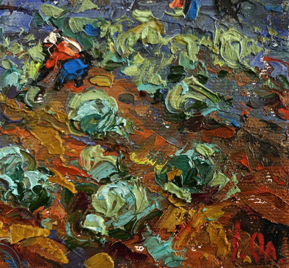 Oil painting of cabbage planted in garden by Oleksiy Ivanyuk