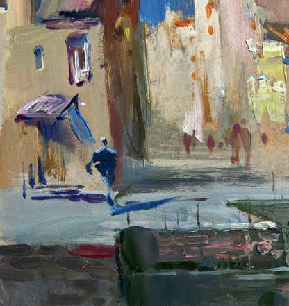Vibrant oil painting Shadows of City Life by Yuriy Suprunchuk with bold brushstrokes