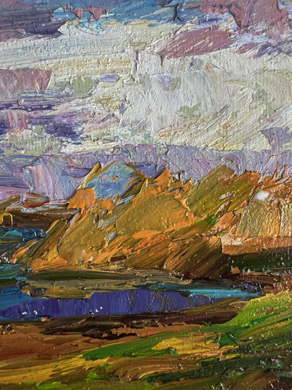 Oil painting Autumn sunset by the river by Boris Serdyuk