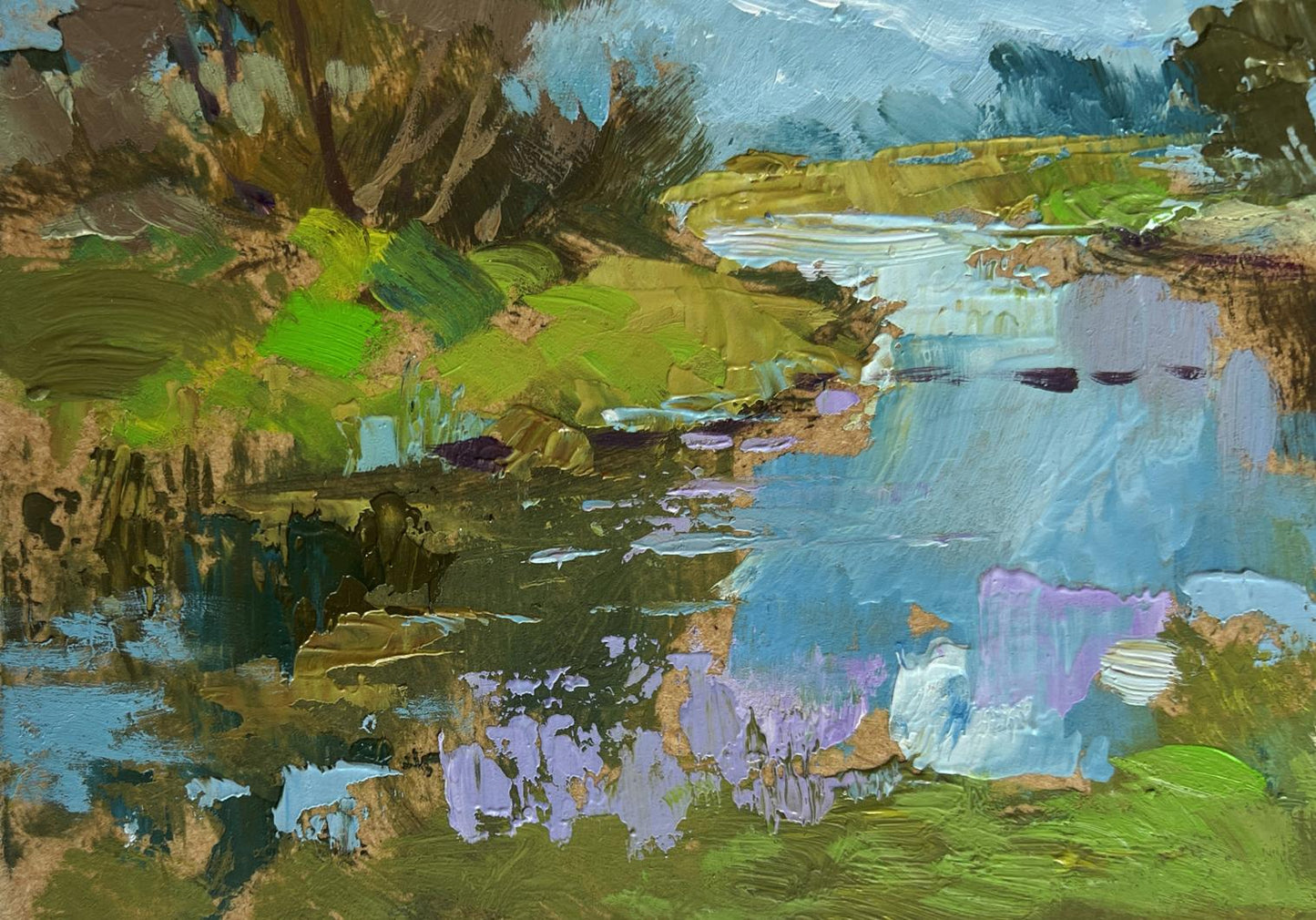 Oil painting The Winding River by Yuriy Suprunchuk impressionistic landscape