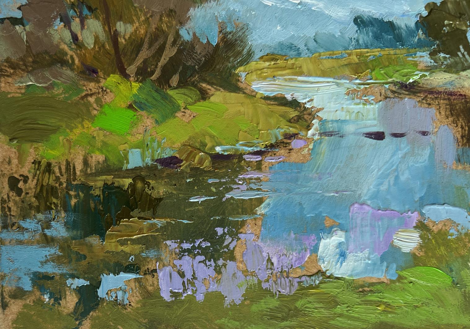 Oil painting The Winding River by Yuriy Suprunchuk impressionistic landscape