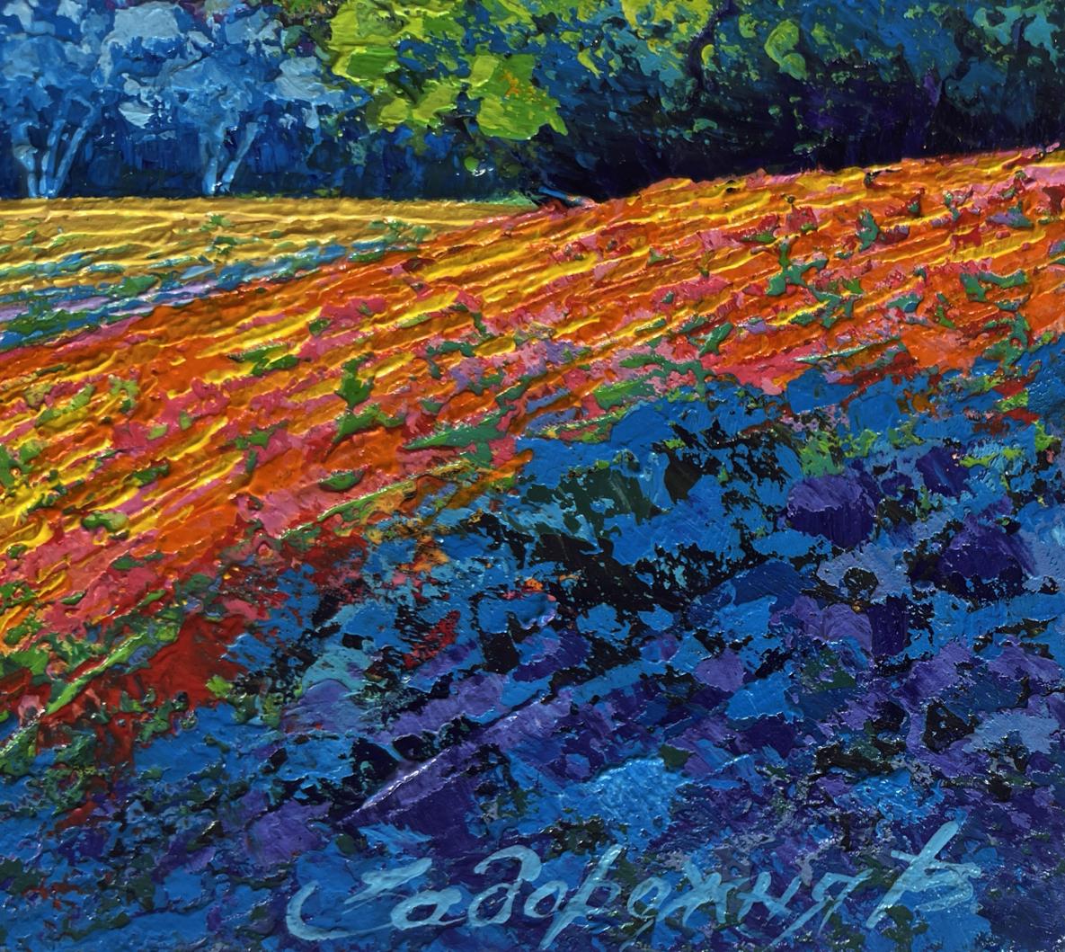 Vibrant impressionist oil painting Quiet evening in blue shadows by V. Zadorozhnya