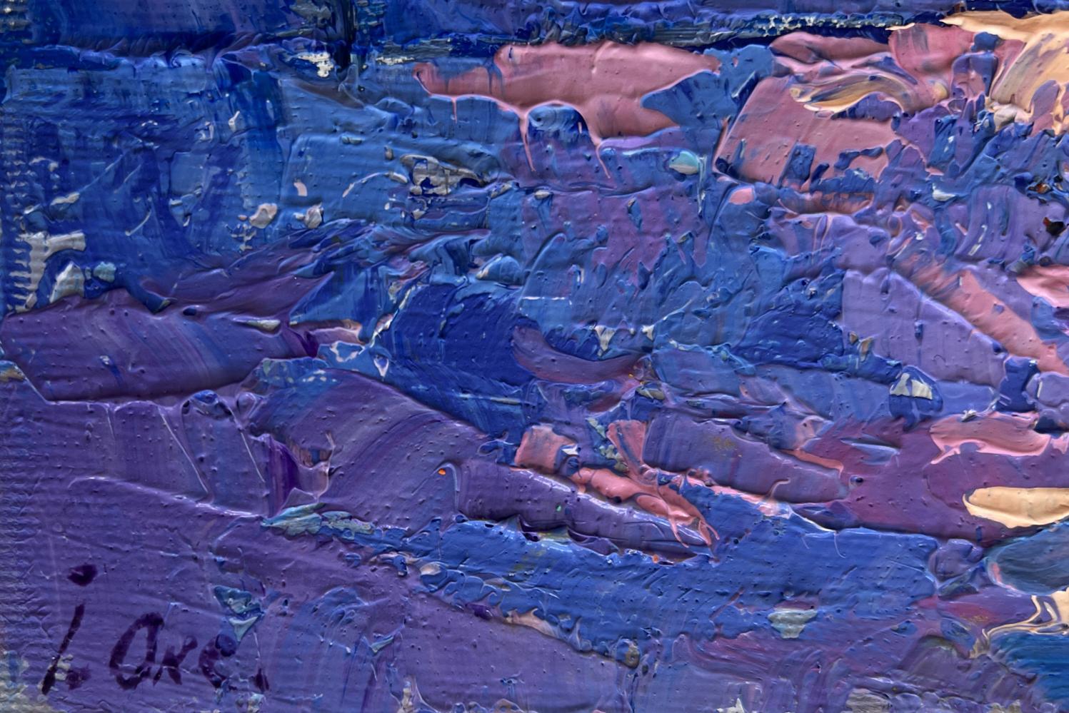 Oil painting Frosty winter evening by Oksana Ivanyuk with impasto blues