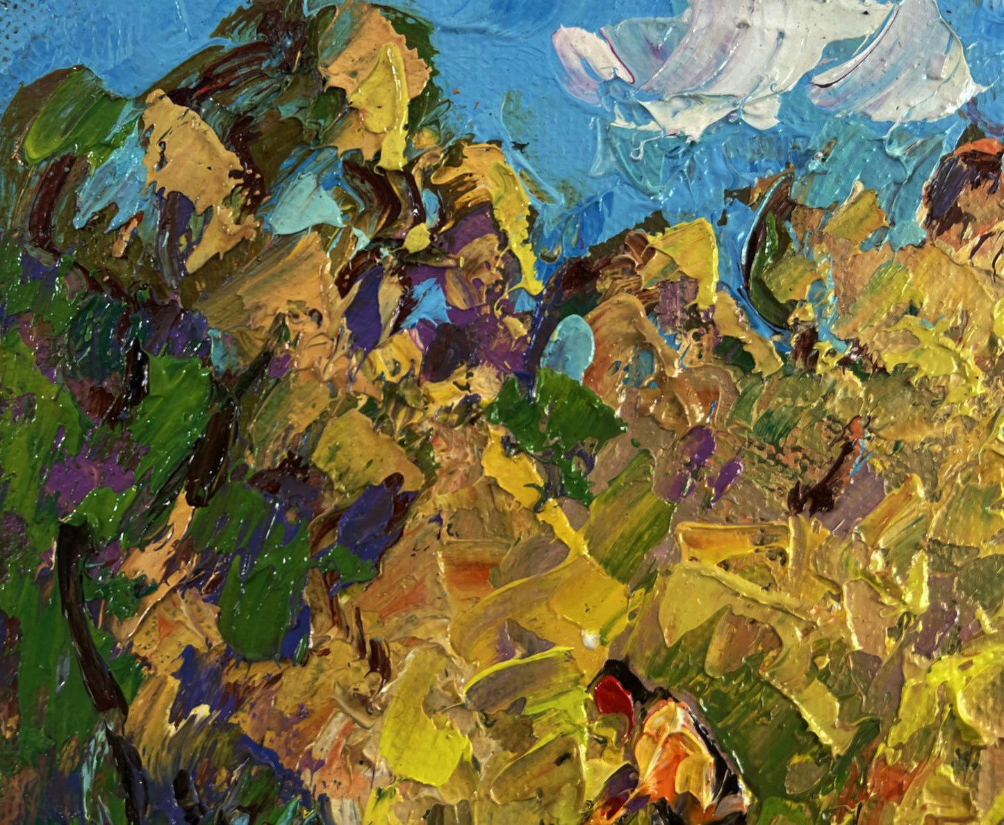 Vibrant impressionist oil painting The sun in the field by Oleksiy Ivanyuk