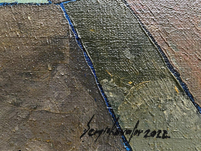 Oil painting The road to the square by Serhiy Kovalev, textured earthy tones